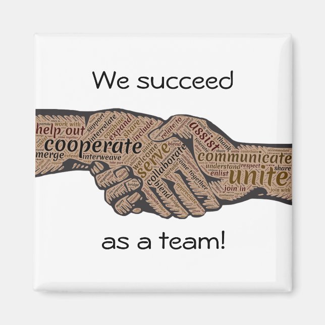 Editable Word Cloud Handshake Teamwork Magnet (Front)