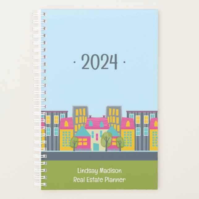 Editable Year Cute Realtor Real Estate Agent Planner (Front)