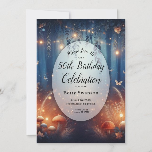 Editable Year Fairy Lights in a Moonlit Forest  Invitation (Front)