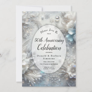 Editable Year Snowy Petals in Bloom Anniversary Invitation