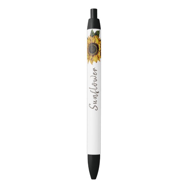 Editable Yellow Sunflower Faux Embroidery - 001 Black Ink Pen (Front Vertical)