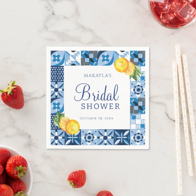 editerranean Lemon Main Squeeze Bridal Shower  Napkin (Insitu)