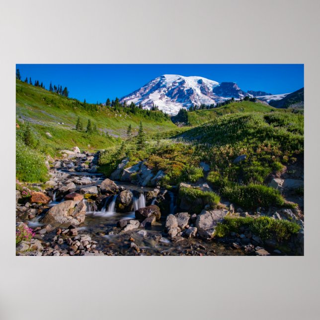 Edith Creek and Mount Rainier Morning Light Poster (Front)