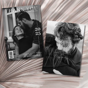 Editorial black and white magazine wedding  thank you card
