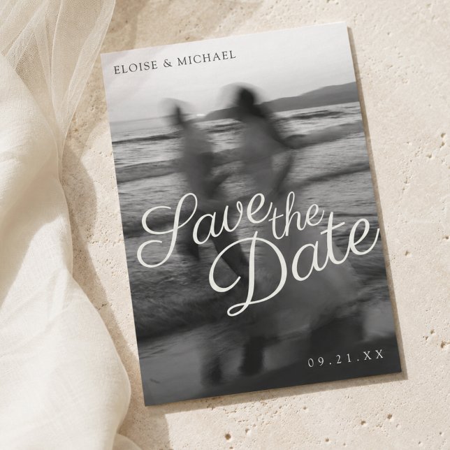 Editorial Blurred Photo Script Save the Date (Editorial Blurred Photo Script Save the Date)