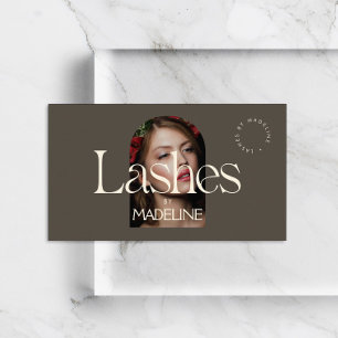 Editorial Chic Text Lashes Ivory/Brown Business Card