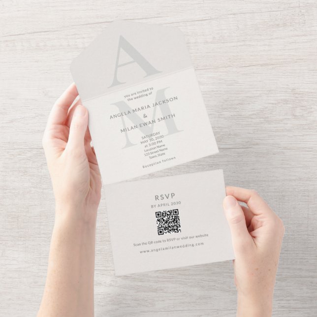 Editorial Initial Wedding All In One Invitation (Tearaway)