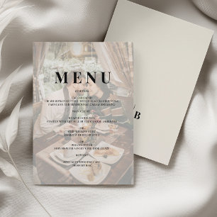 Editorial Ivory Monogram Photo Wedding Menu