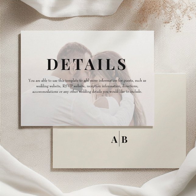 Editorial Ivory Photo Wedding Details Enclosure Card (Creator Uploaded)