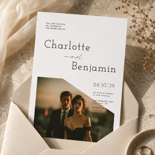 Editorial Minimalist One Photo Wedding Invitation (Creator Uploaded)