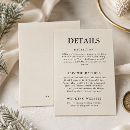 Editorial Minimalist Winter Ivory Wedding Details Enclosure Card