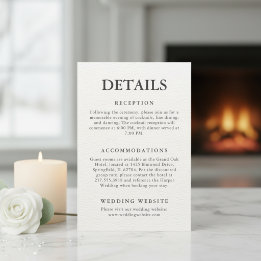 Editorial Minimalist Winter Wedding Details Enclosure Card