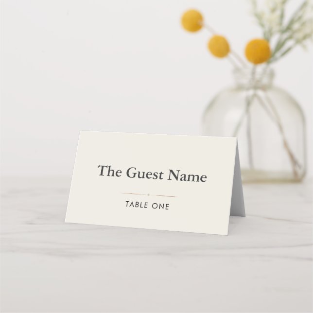 Editorial Minimalist Winter Wedding Folded   Place Card (Front)