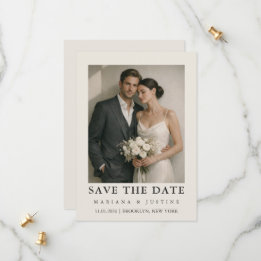 Editorial Minimalist Winter Wedding Photo | Ivory Save The Date