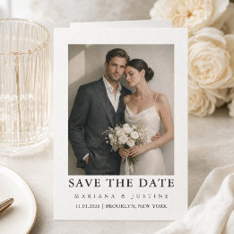 Editorial Minimalist Winter Wedding Photo Save The Date