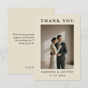 Editorial Minimalist Winter Wedding Photo Warm Thank You Card