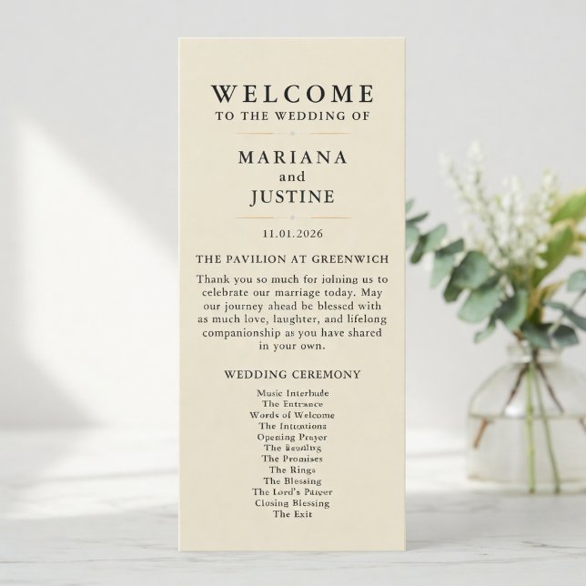 Editorial Minimalist Winter Wedding Program Card (Editorial Minimalist Winter Wedding Program Card
)