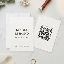 Editorial Minimalist Winter Wedding QR Code RSVP Card