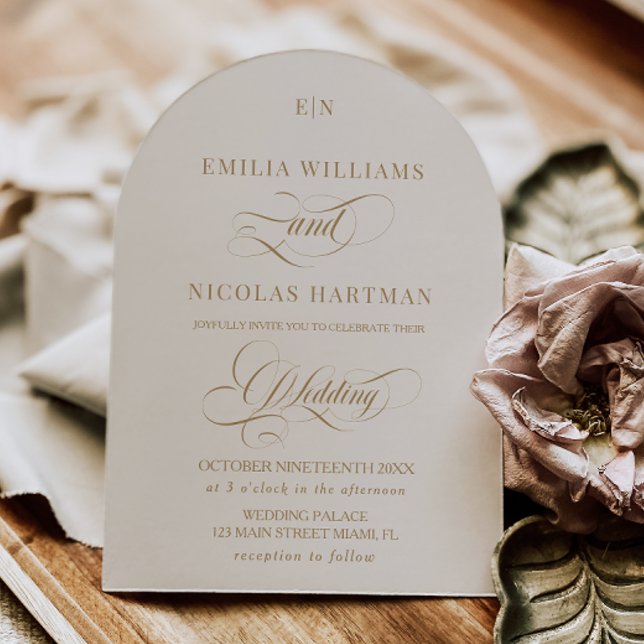 Editorial Monogram Ivory Wedding Invitation (Creator Uploaded)