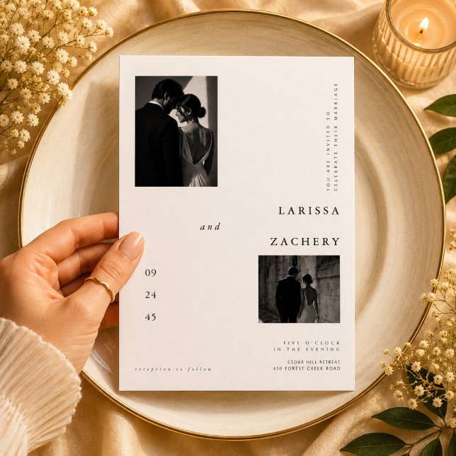 Editorial Monogram Photo Wedding Invitation (Creator Uploaded)