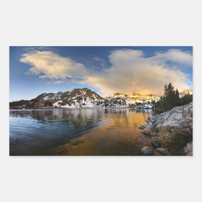 Ediza Lake Sunset - Sierra Nevada Mountains Rectangular Sticker (Front)