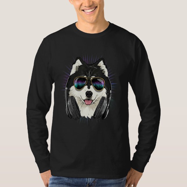 EDM House Music DJ Alaskan Malamute Music  Music A T-Shirt (Front)