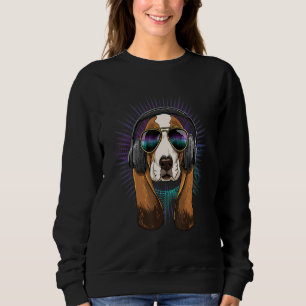 EDM House Music DJ Basset Hound Dog Music Music A Sweatshirt