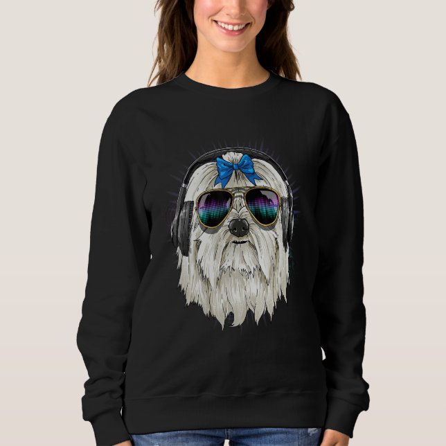 EDM House Music DJ Maltese Dog Music  Music Artist Sweatshirt (Front)