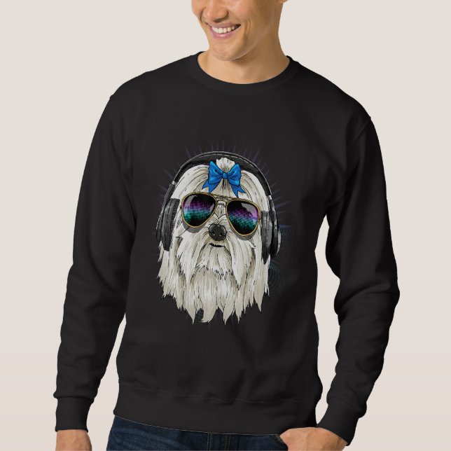 EDM House Music DJ Maltese Dog Music  Music Artist Sweatshirt (Front)