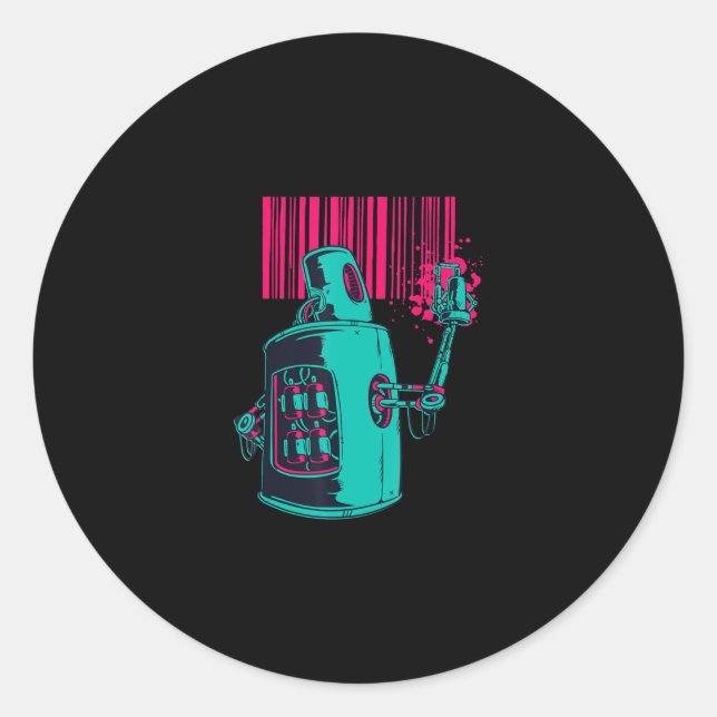 EDM Techno Grafi Robot Dance Rave Music Funny Gift Classic Round Sticker (Front)