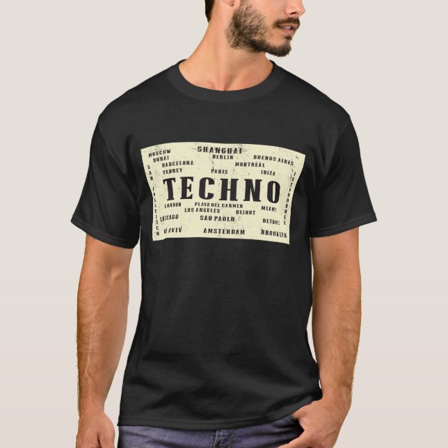 EDM Techno Underground International Rave Cities T-Shirt (Front)