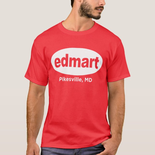 Edmart White on Red T-Shirt (Front)