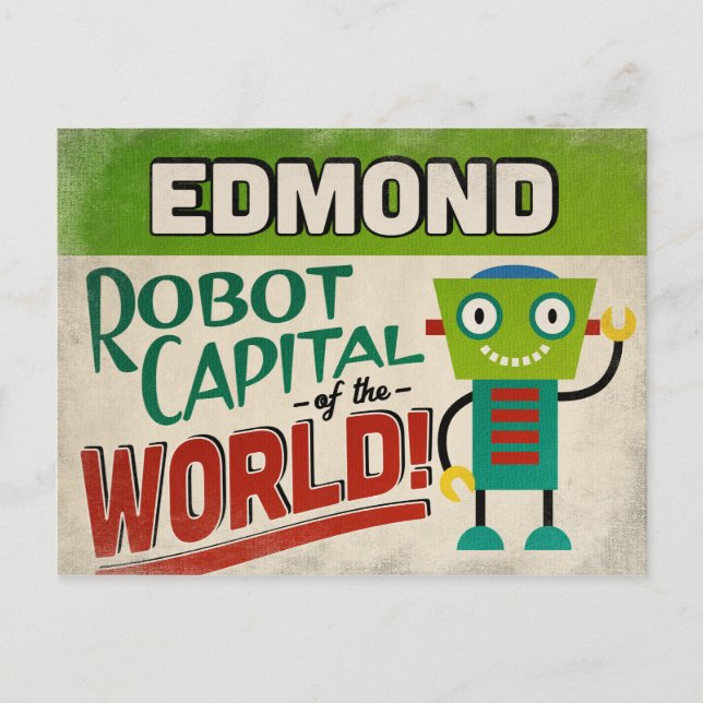 Edmond Oklahoma Robot - Funny Vintage Postcard (Front)
