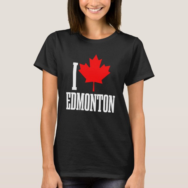 Edmonton Alberta Canada Maple Leaf Canadian Flag P T-Shirt (Front)