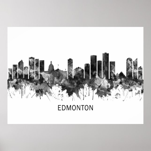 Edmonton Canada Skyline BW Poster (Front)