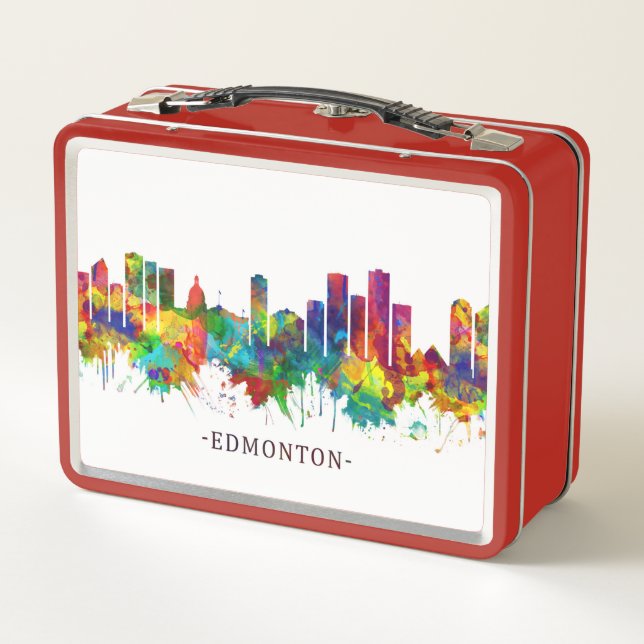 Edmonton Canada Skyline Metal Lunch Box (Back)