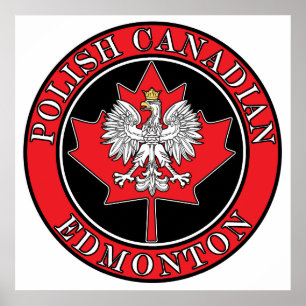 Edmonton Round Polish Canadian Leaf Poster