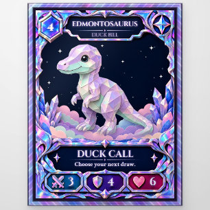 Edmontosaurus Dinosaur, Rainbow Foil Art Postcard