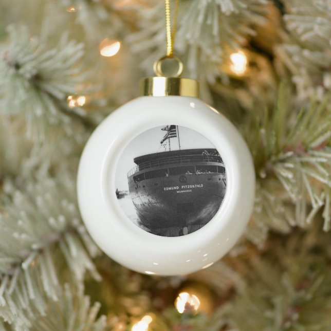 Edmund Fitzgerald Ceramic Ball Christmas Ornament (Tree)