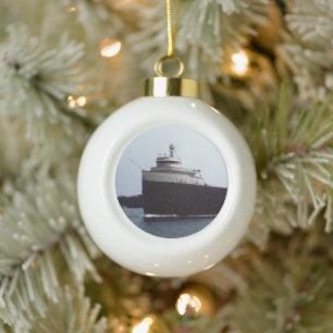 Edmund Fitzgerald Ceramic Ball Christmas Ornament