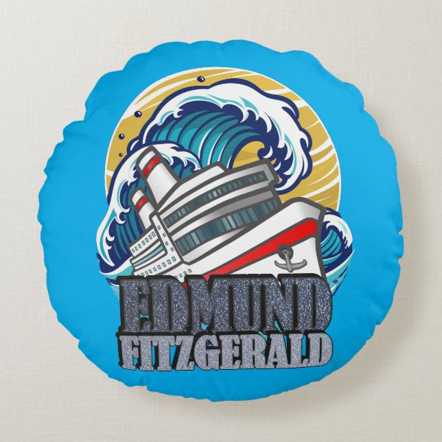 Edmund Fitzgerald | Tribute to the Legendary Ship Round Cushion (Front)