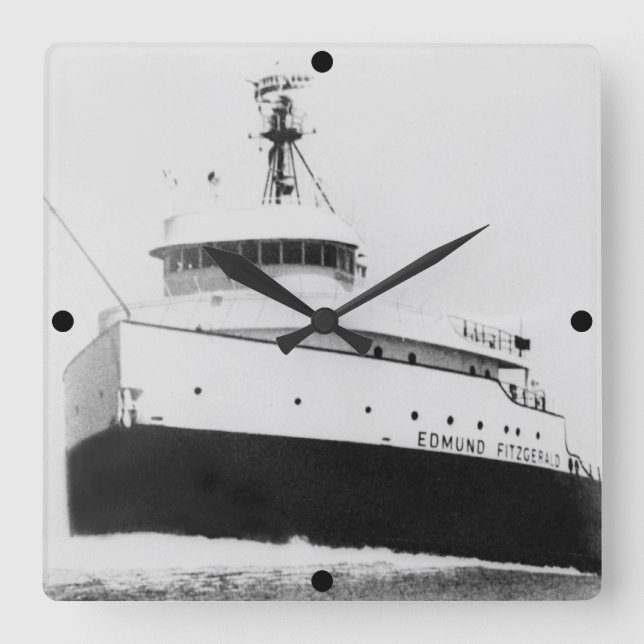 Edmund Fitzgerald Vintage Gales of November Square Wall Clock (Front)