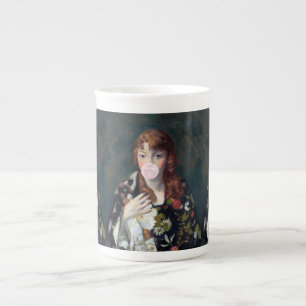 Edna blowing a pink bubble gum bone china mug
