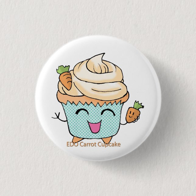 EDO Carrot Cupcake 3 Cm Round Badge (Front)