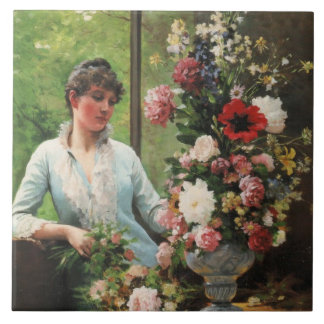 Edouard Debat-Po Preparing the flower arrangement Tile