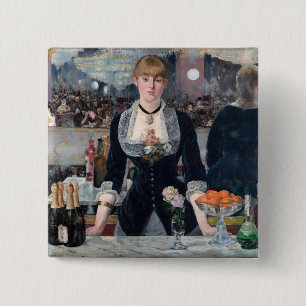 Edouard Manet - A Bar at the Folies-Bergere 15 Cm Square Badge