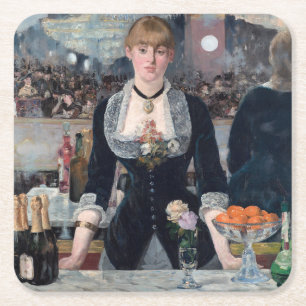 Edouard Manet - A Bar at the Folies-Bergere Square Paper Coaster