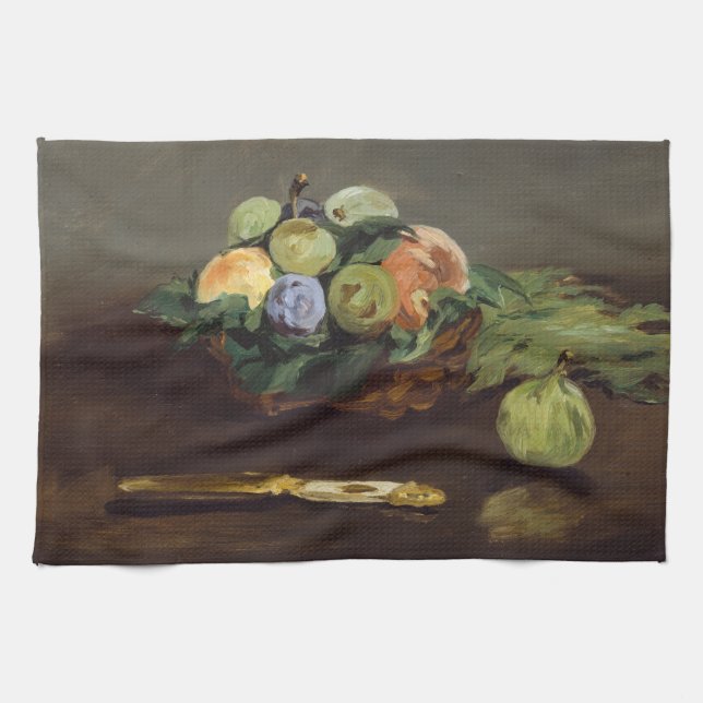 Edouard Manet - Basket of Fruits Tea Towel (Horizontal)