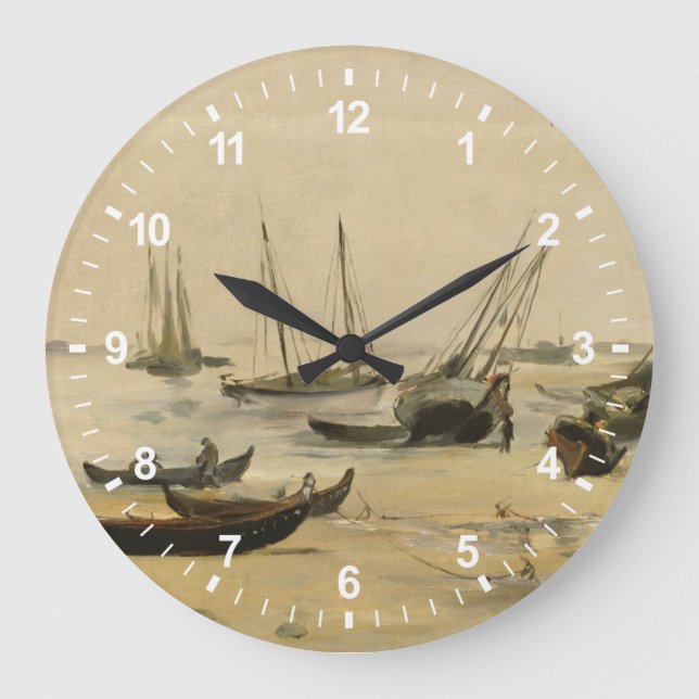 Edouard Manet | Beach, Low Tide Large Clock (Front)