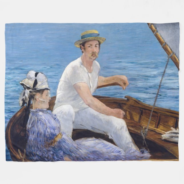 Edouard Manet - Boating Fleece Blanket (Front (Horizontal))